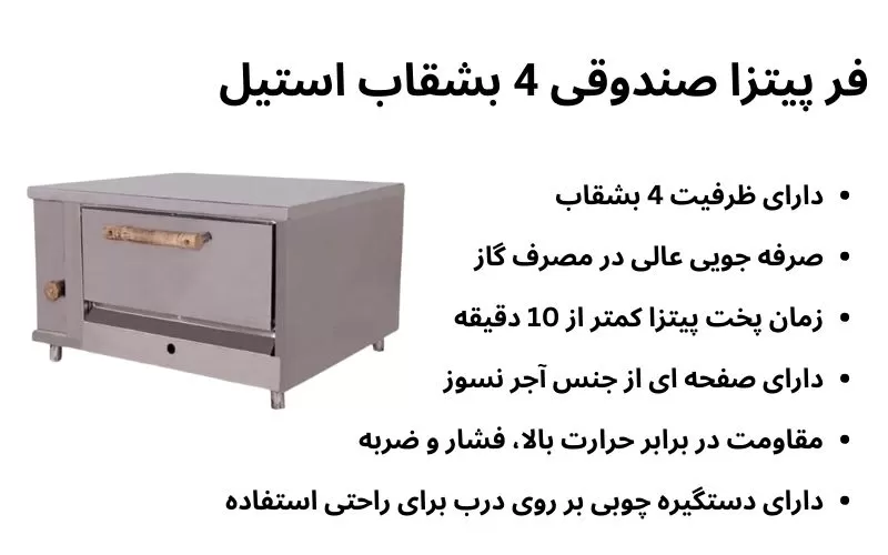 فر پیتزا صندوقی 4 بشقاب استیل